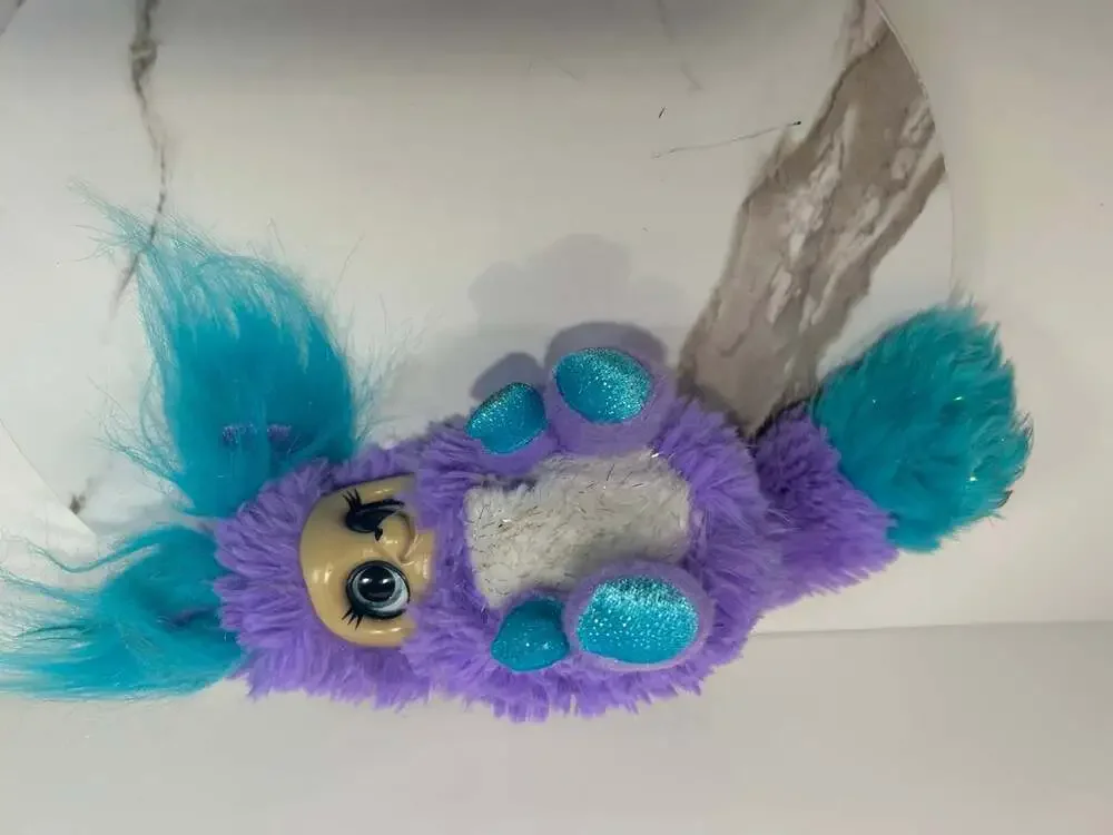 Purple & Teal Bush Baby Raccoon Eyes and ears move puppet